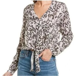 Cloth & Stone rayon Leopard Print tie front Top